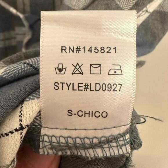 Listicle Out West Plaid Duster/Shirt Dress Blue & Grey 100% Cotton Sz. S - Picture 11 of 15